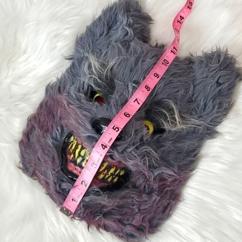 Vintage Y2K Wolf Werewolf Plastic Faux Fur Mask Unisex Halloween Costume Cosplay